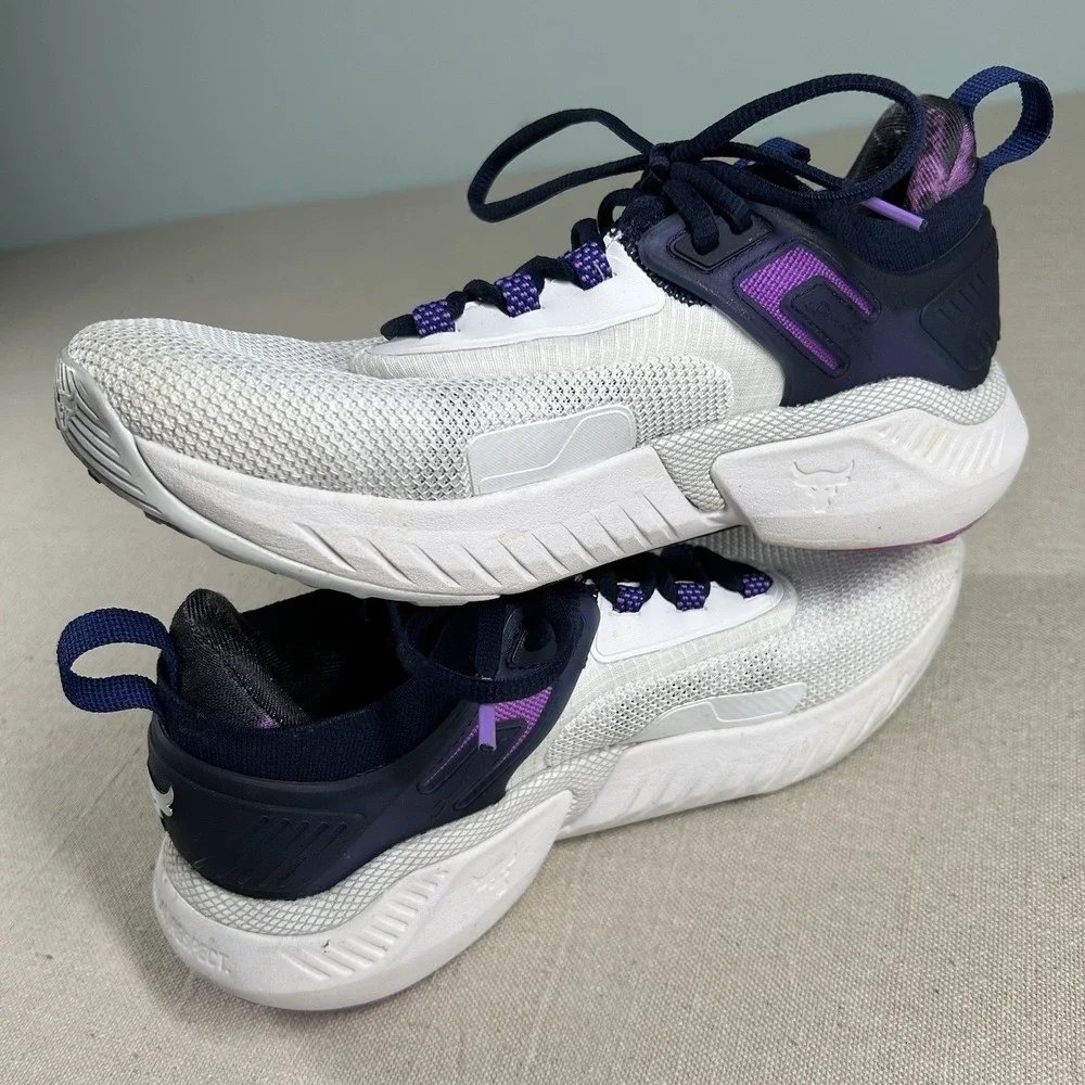 Size 9 - Under Armour Project Rock 5 Disrupt White Midnight Navy W